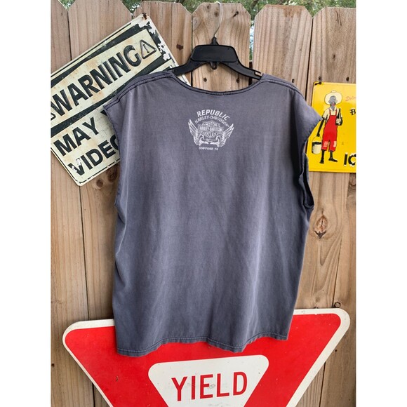 Vintage 90s Harley Davidson Stafford Texas Distressed Tank Top Size XL - Picture 3 of 7